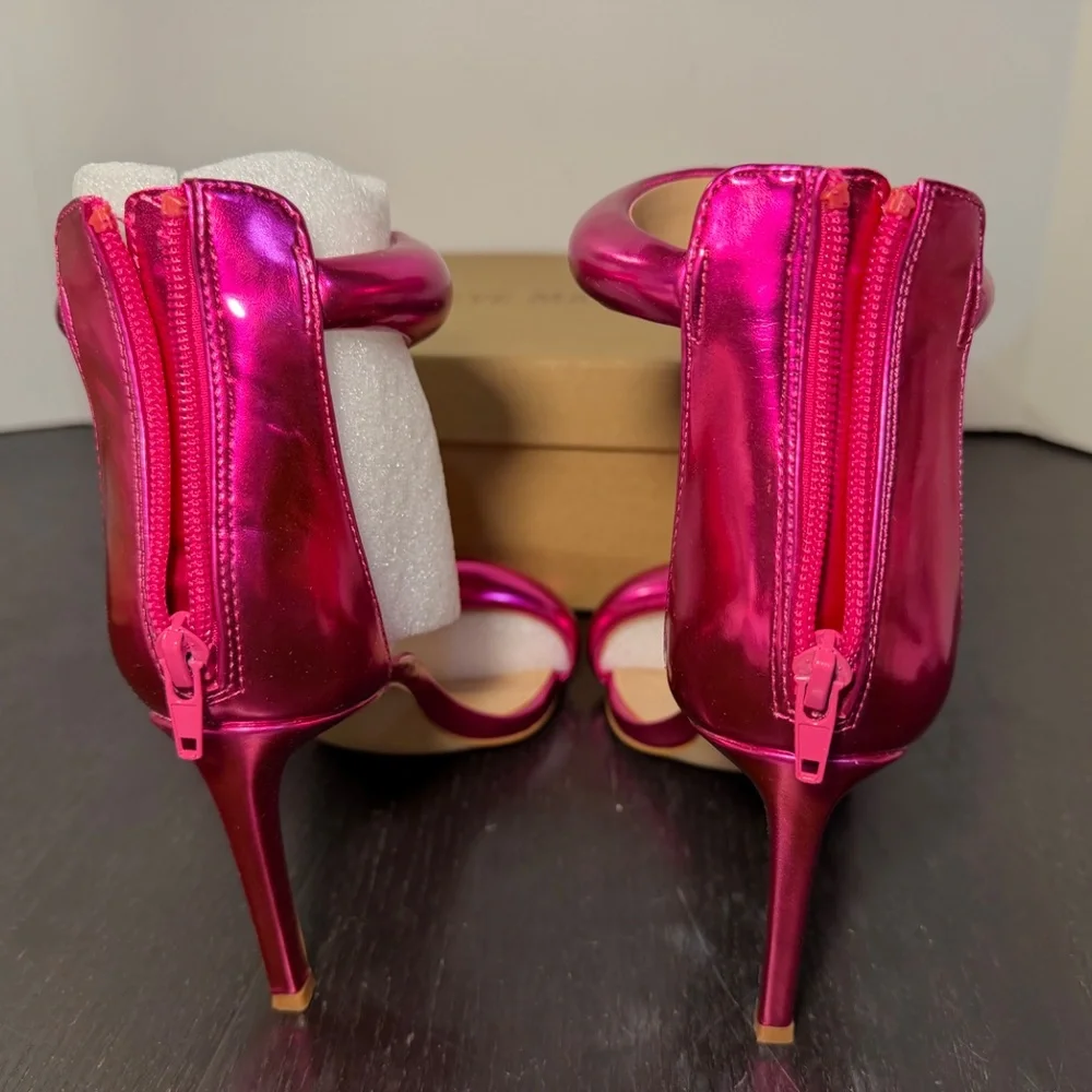 Steve Madden Partay Stilleto Sandals Heels Pink Metal Womens 7.5